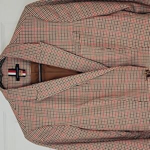 Tommy Hilfiger Houndstooth Blazer in Red and Cream Sz 10 LIKE NEW